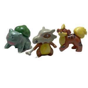 Pokemon Figures Lot Wicked Cool Toys PVC Toys Growlithe Cubone and Bulbasaur